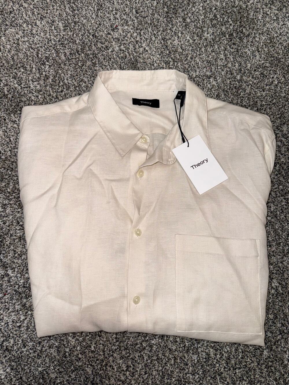 Theory Irving PA Men’s XXL Ivory Linen Button Down Shirt NWT $225